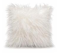cushion mania Faux Fur Cushion Cover - Ultra Soft Fluffy Plush Throw Pillow Case, Luxury Shaggy Decorative Sofa Cushion Cover for Living Room & Bedroom (White, 21"x21" Filled Cushion)