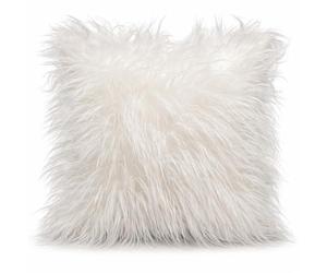cushion mania Faux Fur Cushion Cover - Ultra Soft Fluffy Plush Throw Pillow Case, Luxury Shaggy Decorative Sofa Cushion Cover for Living Room & Bedroom (White, 21"x21" Filled Cushion)