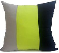 cushion mania Large Set of 4 Three-Tone Scatter Cushions with Covers - Modern Decorative Sofa & Bed Pillows - Soft & Comfortable Cushion Set for Living Room & Bedroom (Lime Green/Black/Grey)