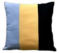 cushion mania Large Set of 4 Three-Tone Scatter Cushions with Covers - Modern Decorative Sofa & Bed Pillows - Soft & Comfortable Cushion Set for Living Room & Bedroom (Black/Mustard/Grey)