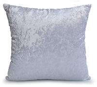 cushion mania Luxury Crushed Velvet Covers or Cushions - Soft Plush Plain Decorative Throw Pillow Cases with Pads for Sofa, Bed & Living Room - 17"x17" or 20"x20" (17"x17" Filled Cushion, White)