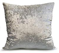 cushion mania Luxury Crushed Velvet Covers or Cushions - Soft Plush Plain Decorative Throw Pillow Cases with Pads for Sofa, Bed & Living Room - 17"x17" or 20"x20" (23"x23" Filled Cushion, Cream)