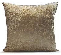 cushion mania Luxury Crushed Velvet Covers or Cushions - Soft Plush Plain Decorative Throw Pillow Cases with Pads for Sofa, Bed & Living Room - 17"x17" or 20"x20" (21"x21" Filled Cushion, Beige)