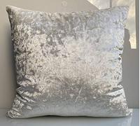 cushion mania Luxury Crushed Velvet Covers or Cushions - Soft Plush Plain Decorative Throw Pillow Cases with Pads for Sofa, Bed & Living Room - 17"x17" or 20"x20" (21"x21" Filled Cushion, Cream)