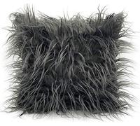 cushion mania Luxury Crushed Velvet Cushion Cover with Diamante Design - Silver, 17"x17" (43x43cm) - Soft Plush Decorative Pillow Case for Sofa, Bed & Living Room (Filled Cushion Shaggy Fur Grey)