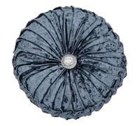 cushion mania Luxury Round Crush Velvet Cushion Diamante Button Chic Filled Scatter Pillow Soft Plush Decorative Cushion for Sofa Bed & Living Room (Dark Grey)