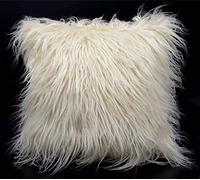 cushion mania Luxury Shaggy Faux Fur Covers or Cushions Large Fluffy Decorative Throw Pillows for Sofa and Bed Super Soft Long Hair Plush Cushions 17"x17" or 21"x21" (Cream, 21"x21" Filled Cushion)
