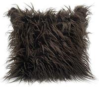 cushion mania Luxury Shaggy Faux Fur Covers or Cushions Large Fluffy Decorative Throw Pillows for Sofa and Bed Super Soft Long Hair Plush Cushions 17"x17" or 21"x21" (Brown, 17"x17" Filled Cushion)