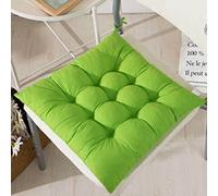 cushion mania Plain Chair Seat Pad Cushion with Ties - Thick Tufted Chair Cushion for Dining Chairs, Kitchen Chairs & Office Seating - Soft Padded Chair Seat Cushion for Home & Garden (Lime Green, 6)