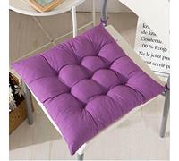 cushion mania Plain Chair Seat Pad Cushion with Ties - Thick Tufted Chair Cushion for Dining Chairs, Kitchen Chairs & Office Seating - Soft Padded Chair Seat Cushion for Home & Garden (Purple, 2)