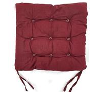cushion mania Seat Pad Dining Room Garden Kitchen Chair Seat Cushions Tie On Plain - Thick Padded Square Washable Seat Pad, Comfortable Indoor Outdoor Chair Cushion (Wine Red, 2)