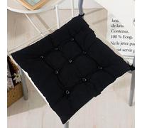 cushion mania Seat Pad Dining Room Garden Kitchen Chair Seat Cushions Tie On Plain - Thick Padded Square Washable Seat Pad, Comfortable Indoor Outdoor Chair Cushion (Black, 6)