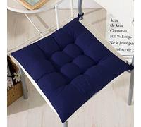 cushion mania Seat Pad Dining Room Garden Kitchen Chair Seat Cushions Tie On Plain - Thick Padded Square Washable Seat Pad, Comfortable Indoor Outdoor Chair Cushion (Navy Blue, 1)