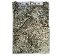 cushion mania sparkle chenille Bath & Pedestal Mat Sets Soft Bathroom Rugs Anti Slip (Silver)