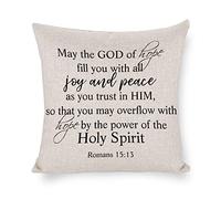 Cushion Pillow Cover May The God of Hope Fill You with All Joy And Peace As You Trust in Him, So That You May Overflow with Hope by The Power of The Holy Spirit 16"x16" Square Pillowcase for Sofa Couc