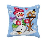 CUSHION SNOWMAN - Cross Stitch Kit: Cushion: Large: Snowman - Orchidea