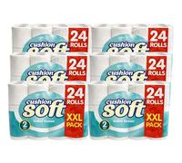 Cushion Soft 24 Roll Toilet Tissue | 2-Ply Quilted & Embossed Toilet Paper | Soft, Strong & Gentle for Home & Business | Bulk Pack (144 Rolls)