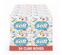 Cushion Soft Facial Tissues - 24-Pack | Soft 2-Ply Tissues | Ultra Soft, Strong and Gentle | Made in UK (Cube)