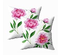 Cushion Throw Cover Watercolor Pink Peony Flower Flower Botanical Flower Isolated Aquarelle Wildflower Set Of 2 Pillow Protectors Cozy Throw Pillow Cover Smooth Home Decor Pillow Cover For Couch