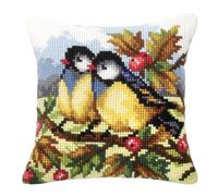 CUSHION TWO TITS - Cross Stitch Kit: Cushion: Large: Two blue Tits - Orchidea Groves & Thames Blue One Size