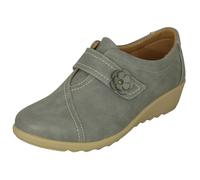 Cushion Walk EEE Extra-Wide Fit Women's Lightweight Slip-On Flat Shoes - Faux Leather Touch Fastening - Casual or Work Flats in Black, Blue, Beige & Tan, Padded Insole