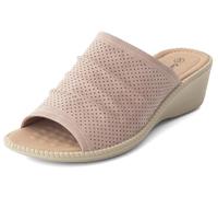 Cushion Walk Extra Wide EEE Fit Sandals for Women, Lightweight Slip-On Peep Toe Low Wedge Ladies Mules with Cushioned Insole, Non-Slip Summer Comfort Shoes (Size 5 UK, Pink)