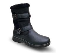 Cushion Walk Fur Lined Soft Lightweight Flexible Zip Buckle Ladies Boots UK 3-8 (Black Fur, UK Footwear Size System, Adult, Women, Numeric, Medium, 6)