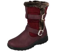 Cushion Walk Fur Lined Soft Lightweight Flexible Zip Buckle Ladies Boots UK 3-8 (UK 4 EU 37, Wine)