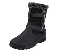 Cushion Walk Fur Lined Soft Lightweight Flexible Zip Buckle Ladies Boots UK 3-8 (UK 5 EU 38, Black)