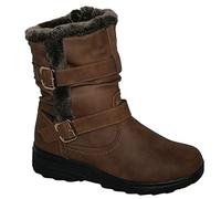 Cushion Walk Fur Lined Soft Lightweight Flexible Zip Buckle Ladies Boots UK 3-8 (UK 8 EU 41, Tan)