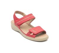 Cushion Walk Ladies Touch Close Wedge Sandals, Open Toe Slingback, Faux Leather, Lightweight Summer Comfort Shoes (Red, UK Footwear Size System, Adult, Women, Numeric, Medium, 4)