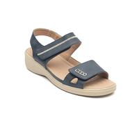 Cushion Walk Ladies Touch Close Wedge Sandals, Open Toe Slingback, Faux Leather, Lightweight Summer Comfort Shoes (Navy, UK Footwear Size System, Adult, Women, Numeric, Medium, 4)
