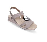 Cushion Walk Ladies Wedge Sandals Fuller Fitting E Wide Open Toe Slingback Massage Footbed Faux Leather Beach Comfort Strappy (Beige, UK Footwear Size System, Adult, Women, Numeric, Wide, 5)