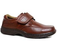 Cushion Walk Men's Leather-Lined Lightweight Formal Business Work Comfort Lace-Up, Slip-on or Touch Fastening Shoes Size 6-11 Wide Fitting (Tan. Strap, Numeric_11)