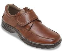 Cushion Walk Men's Touch Fasten Wide Fit Shoe with Gel Pad Brown 10 UK