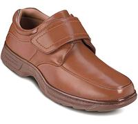 Cushion Walk Men's Touch Fasten Wide Fit Shoe with Gel Pad Tan 11 UK