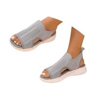 cushion walk shoes for women Ladies Sandals Orthopedic Slip on Wedge Shoes Summer Arch Support Slingback Wide Fit Chunky Cushion Sport Sandal Casual Washable Open Toe Memory Foam Slide Grey 6