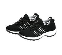 Cushion Walk Shoes for Women Tennis Shoes Sneakers Socks Mom Large Size Women's Platform Jigger Orthopedic Walking Trainers Lightweight Non Slip Wedge Trainers Running Shoe Black 6