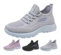 Cushion Walk Shoes for Women,Womens Shoes Grey Size 5 Mesh Lightweight Breathable Running Slip-on Walking Trainer Wide Fitting Comfy Orthopedic Arch Support Sports Shoe Gym Tennis Sneaker