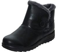 Cushion Walk Womens Ladies Lightweight Fur Lined Girls Warm Casual Comfort Winter Ankle Boots UK Sizes 3-8 (UK 4, Black PU)