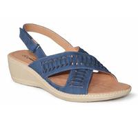 Cushion Walk Women's Lattice Slingback Sandals, Faux Leather Cross-Strap Design with Wedge Heel, Blue, Tan and Sage Green (Navy, UK Footwear Size System, Adult, Women, Numeric, Medium, 8)
