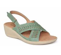 Cushion Walk Women's Lattice Slingback Sandals, Faux Leather Cross-Strap Design with Wedge Heel, Blue, Tan and Sage Green (Sage, UK Footwear Size System, Adult, Women, Numeric, Medium, 4)