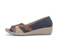 Cushion Walk Women's Open Toe Wedge Sandals, Extra Wide EEE Fit (Navy Multi, UK Footwear Size System, Adult, Women, Numeric, Medium, 4)