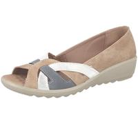 Cushion Walk Women's Open Toe Wedge Sandals, Standard Or Extra Wide EEE Fit (Beige Multi, UK Footwear Size System, Adult, Women, Numeric, Medium, 5)