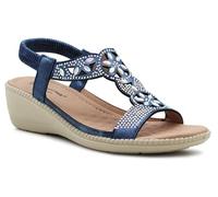 Cushion Walk Womens Slingback Sandals Slip On Elastic Stretch Ladies Wedge Heel Diamante Summer Sandals (Blue, UK Footwear Size System, Adult, Women, Numeric, Medium, 6)