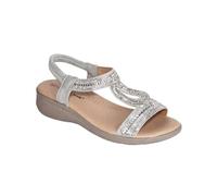 Cushion Walk Womens Slingback Sandals, Slip On, Faux Leather, Rhinestone Embellished, Wedge, Debs (Silver, UK Footwear Size System, Adult, Women, Numeric, Medium, 3)