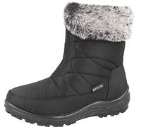Cushion Walk Women's Winter Warm Faux Fur Lined Thermo Tex Ankle Zip Lightweight Snow Boots (6 UK, Black, numeric_6)