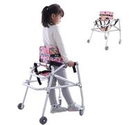 Cushion Walker for Children Lightweight Aluminium Walking Frame Folding Walking Frame Adjustable Height Width Walker with Cerebral Palsy Folding,