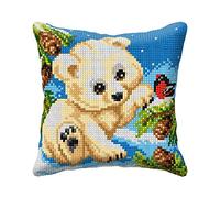 CUSHION WHITE BEAR - Cross Stitch Kit: Cushion: Large: White Bear - Orchidea