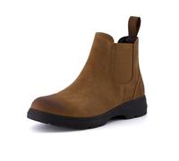 CUSHIONAIRE Britain-L Womens Chelsea Boots, Genuine Suede Ankle Boots for Women with Cushioned Insole and Lug Sole, Tan, 6